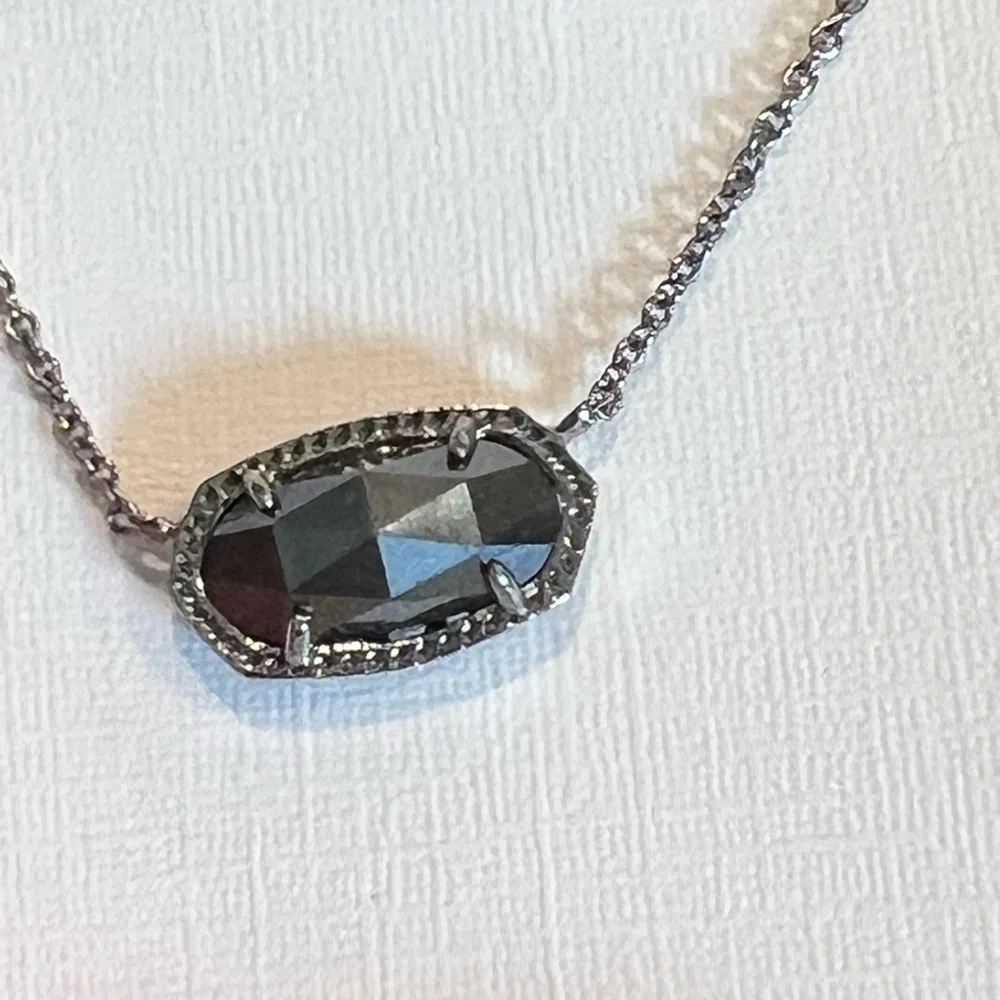 NWT Kendra Scott Elisa Hematite VERY Rare Faceted Hematite & Hematite Chain W😍W